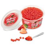 The Inspire Food Company Popping Boba Pearls for Bubble Tea - 450gm | Strawberry | Bursting Pearls Bubble | Real Fruit Juice For Shakes, Smoothie | 100% Vegan & Glutenfree, No Artificial Colors