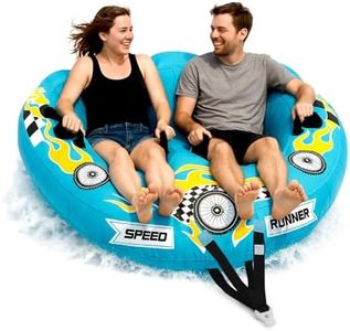 Serene Life Watersports Inflatable Towable Booster Tube - Two Person Water Boating Float Tow Raft, Inflatable Pull Boats/Tubes/Towables w/ Dual Seats, PVC Bladder, Foam Pad, Nylon Handles SLTOWBL10