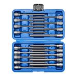 EMENTOL 18PCS 3/8" Drive Long Hex Bit Socket Set, CR-V, S2 Steel, SAE/Metric, Extra Long Allen Hex Bit Socket Set, 1/8 Inch - 3/8 Inch, 3mm - 10mm