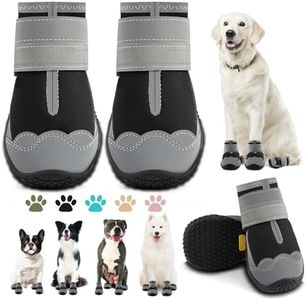 Dog Boots for Large Dogs, Medium Dog Boots & Paw Protectors for Hardwood Floors, Outdoor Dog Booties for Hot Pavement Winter Snow Hiking, Dog Shoes with Reflective Strips