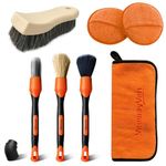 YeewayVeh 7PCS Car Interior Detailing Kit, Soft & Scratch-Free Detailing Brush Set, Applicator Pads and Microfiber Cloth for Car Interior & Seats Leather, Interior Car Cleaning Kit, Orange