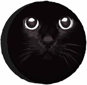 Black Cat Spare Tire Cover for RV Trailer Cat with Glowing Eyes in The Dark Wheel Protectors Weatherproof Polyester Tire Case for All Cars SUV Camper Travel 15 inch