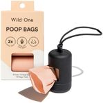 Wild One Dog Poop Bag Holder and Dispenser with Leash Attachment, Leak Proof, Easy Twist Top for Refills, Includes 1 Box Poop Bags, Black