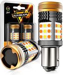 Auxbeam B21 Series 1157 Switchback LED Bulbs Built in Resistor CANBUS Error Free Anti Hyper Flash 2057 2357 7528 BAY15D Bulbs White and Amber 600% Super Bright Turn Signal Light DRL Parking Light