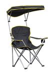 QuikShade Heavy Duty Max Shade Extra Wide Folding Camp Chair with Tilt UV Sun Protection Canopy – Black