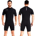 ZCCO Men's 3 mm Neoprene Shorty Suit, Front Zip, Diving, Swimming, Surfing, Snorkeling