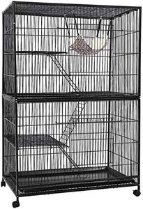 i.Pet Rabbit Hutch Bird Cage Ferret Guinea Pig Rat Bunny Cages Pet Enclosure House Carrier Habitat, Ourdoor Indoor for Small Animals, 142cm Tall 4 Levels with 3 Ladders and Double Doors