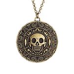 lureme® Movies Coin Medallion Necklace Skull Necklace-Anqitue Brass (01003817-1)