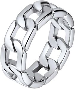 U7 Stainless Steel Ring Men Midi Rings Wedding Chain Rings Size 9