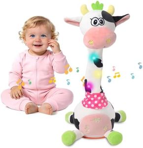 MIAODAM Dancing Cow Stuffed Plush Toy, Singing 10 Children's Songs, Interactive Stuffed Animal Repeats What You Say, Colorful Glowing Baby Toy for 1-3 Years Old, Perfect Easter Day Gifts for Kids