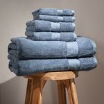 100% Organic Cotton Bath Towel Set | Bathroom Luxury Towel Set of 6 | GOTS Certified | Hotel Premium Towels | 700 GSM | 2 Bath Towel 30 x 56 | 2 Hand Towel 16 x 30 | 2 Wash Cloth 13 x 13 | Dark Blue