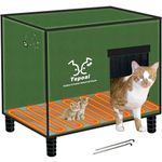 Large Heated Cat House for Outdoor Cats in Winter, Tepoal Fully Waterproof & Insulated Outside Feral Cat House, Elevated Kitty Shelter with Heating Pad Bed for Outdoor Stray Barn Cats 20''*16''*18''