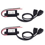 DC 12V to DC 5V Dual USB Charger Adapter Converter Module Dual Power Adapter Buck Converter Step Down Module for Car Motorcycle Phone Charge (2Pcs)