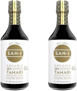 San-J - Organic Gluten Free Tamari Soy Sauce with 25% Less Sodium - Specially Brewed - Made with 100% Whole Soy - 20 oz. Bottles - 2 Pack