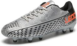 LEOCI Soccer Cleats for Men's and Women's Outdoor Unisex Football Shoes Firm Rugby Boots, Silver-black, 9.5 Women/8 Men