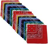 BSLINO Bandanas 24pcs 22 X 22 Inch 100% Cotton Bandana Novelty Double Sided Print Paisley Cowboy Bandana Party Favor Scarf Headband Handkerchiefs Two Dozen