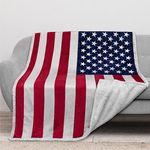 PAVILIA US Flag Patriotic Blanket - American National Flag Throw Blanket for Sofa Couch Bed, Soft Microfiber Sherpa Fleece Reversible, USA Military Veteran July 4th Gift - 50 x 60 Inches US Flag