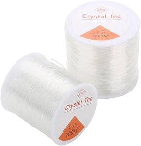 LORJE 2 Roll 100m Clear Elastic Beading Threads，Stretchy Bead Cord String Stretchy Crystal Bracelet String for Bracelet,Beading, Jewelry Making (0.8 & 1mm)