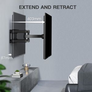 PERLESMITH TV Wall Bracket – Swivel Tilt Mount for 26-70” Flat & Curved TVs, VESA 400x400mm