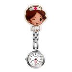 Women Ladies Nurse Watch Cute Cartoon Clip-on Lapel Hanging Doctor Clinic Staff Tunic Stethoscope Quartz Fob Pocket Watch Nurse Day