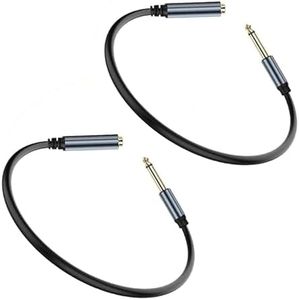 2 Pcs 6.35mm Mono Audio Cable,1/4 Inch TS Mono Male to Female Adapter,Guitar Extension Cable Cord,Gold Plated Audio Cable Stereo Extender for Amplifiers,Guitar Amp,Piano or Mixing Console(30CM)