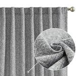 jinchan Faux Linen Curtains Thick Burlap Grey Curtains 96 Inches Long Farmhouse Living Room Curtains Rod Pocket Light Filtering Privacy Window Curtains Drapes Set 2 Panels Heathered Gray