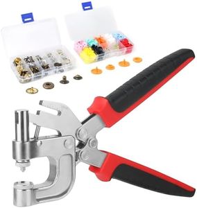 2 in 1 Snap Fastener Kit – Ergonomic Press Pliers with Built-in Hole Punch, Ruler, Magnetic and Screw Dies, 68 Sets of Metal and Plastic Snaps for Fabric & Leathercraft and DIY Projects