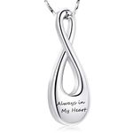 Imrsanl Cremation Ashes Jewelry Infinity Urn Pendants Ashes Holder Memorial Keepsake Urn Necklace Cremation Jewelry for Pet/Human (Always in My Heart)