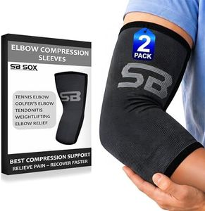SB SOX Compression Elbow Brace (Pair) - Great Support That Stays in Place - for Tennis Elbow, Tendonitis, Arthritis, Golfers Elbow - Perfect for Weightlifting, Sports, Any Use (Black/Gray, Small)