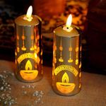 JRM Smokeless & Flameless LED Tealight Acrylic Decorative Tea Light Candles for Diwali, Home Décor, Gifting, Birthday, Christmas, Festival Decoration (LED Flickering Candle, Pack of 2)