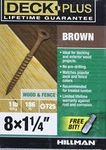 Deck Plus Wood Screws, Brown Exterior Screws, 1-1/4" x #8, 1lb