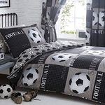 Shoot Football Single Duvet Cover and Pillowcase Bed Set, Polyester-Cotton, Grey