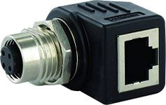 M12 socket D-cod. / RJ45 Ethernet Adapter 90° 4 pin