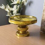 Homesake® Cake Stand, Dessert Cupcake Pastry Candy Display Plate for Wedding Event Birthday Party, Round Metal Pedestal Holder (Large, Golden)