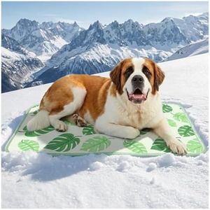 Dog Cooling Mat for Dogs & Cats, Soft Breathable Cooling Pad for Dog Bed, 48"x30" Self Cooling Crate Mat for Dogs, No Gel Washable Non-Slip Pet Cooling Mat Indoor Outdoor, Leaf