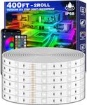 LETIANPAI 120M/400ft Outdoor LED Strip Lights Waterproof,Music Sync RGB Exterior Led Rope Lights with Self Adhesive Back for Roof，IP68 Outside Led Light Strips (Outdoor-400FT/120M)