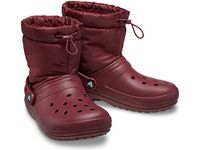 Crocs Men's and Women's Classic Lined Neo Puff Boot | Winter Boots, Garnet, 5 UK Men / 6 UK Women