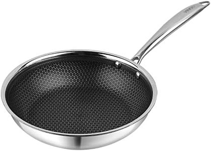 Vinod SAS Pro Platinum Triply Stainless Steel Hybrid Non Stick Frypan 22 cm, 1.7 LTR | Etched Hexa Design Stick-Free Surface | Healthy Cooking | Metal Spatula Safe | Induction & Gas Base | Toxin Free