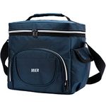 MIER Large Lunch Box for Men 24 Cans Insulated Lunch Bag Leakproof Soft Side Cooler Bags with Multiple Pockets Adults Big Lunchbox Heavy Duty for Work Travel Beach Picnic Office(Navy, 15L)