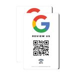 Google Review Stickers | Review Us on Google QR Stickers | NFC and QR Code Review Sticker | Google Review Plaque | Google Maps Review | Set Up at Home | 2 Units 4.72" x 3.15" | Powered by MESSAGENES