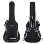 Donner 41 Inch Acoustic Guitar Case, Acoustic Guitar Gig Bag 0.3 Inch Thicken Sponge Pad 600D Ripstop Waterproof Adjustable Shoulder Strap Guitar Bag Black