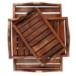 CraftsX2Z Wooden Serving Tray Rosewood,Wooden Tray and Platters (Round Handle Set-3)