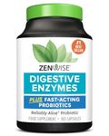 Zenwise Health Digestive Enzymes + Probiotics for Gut Health and Prebiotics Fibre Supplements for Bloating Relief and Digestion -180 Count