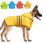 Candofly Dog Raincoat Hooded Poncho - Adjustable Waterproof Dog Rain Jacket Lightweight Reflective Dog Rain Coat Pet Slicker for Small Medium Large Dogs (XX-Large, Yellow)