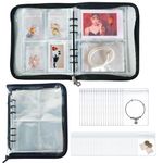 Jewelry Travel Organizer Earring Holder Organizer Transparent Jewelry Organize Book Bracelet Necklace Ring Box Case 120 Slots With 70 Ziplock Pouch (Black)