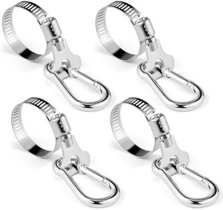 Flagpole Rings with Carabiner Clamp, 4PCS Stainless Steel Flag Pole Clip Bracket, 0.75-1.2 Inches Adjustable Diameter for Garden, Boat, Yacht, Truck, ATV, Outside House, Vomika