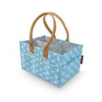 HIPPO Cute Diaper Caddy Bag For Smart Mothers, Baby Diaper Caddy Organizers - Felt Storage Mother Bags - For Diaper & Baby Wipes, Nursery Storage Foldable And Portable (Large, Blue-Star), Inside