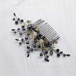 Kercisbeauty Women Black Crystal Hair Comb Slides Gothic Styles Bronze Headpiece for Evening Party Wedding Headband for Brides