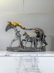 FAME ADDA Antique Animal Showpiece Feng Shui Vastu Galloping Wall Hanging Horse Statue with Baby Horse for Vastu Home Decor/Office Table Top Decorative/Bedroom Decoration-Pack of 1(Black and Golden)