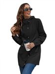 SotRong Black Waterproof Winter Coats for Women Hooded Longline Rain Coats Packable Functional Spring Autum Winter Jacket Windbreaker Breathable Active Outdoor Coats for Cycling Climbing Camping L